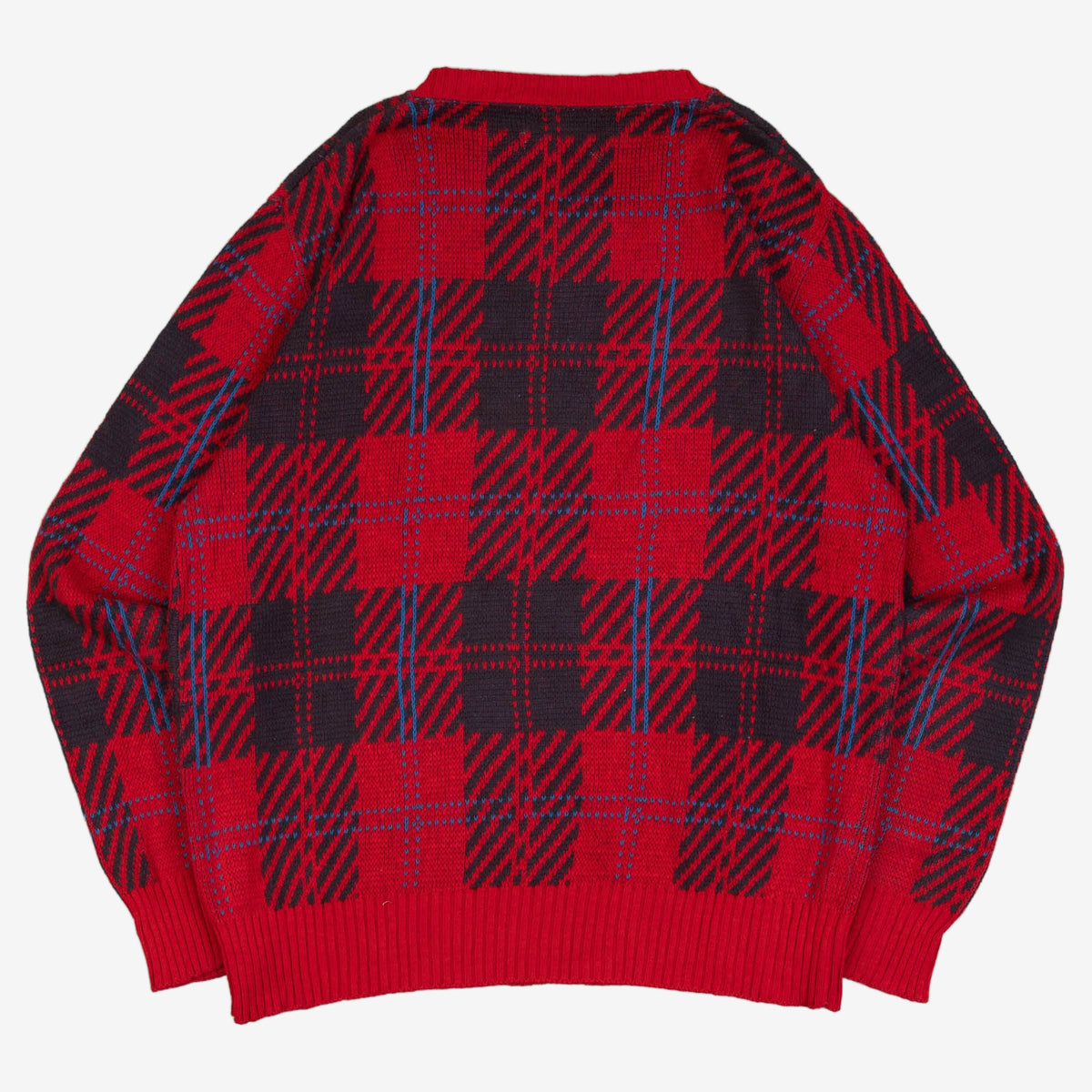 MEN'S VINTAGE 1990S CHECKED KNITTED JUMPER - MEDIUM