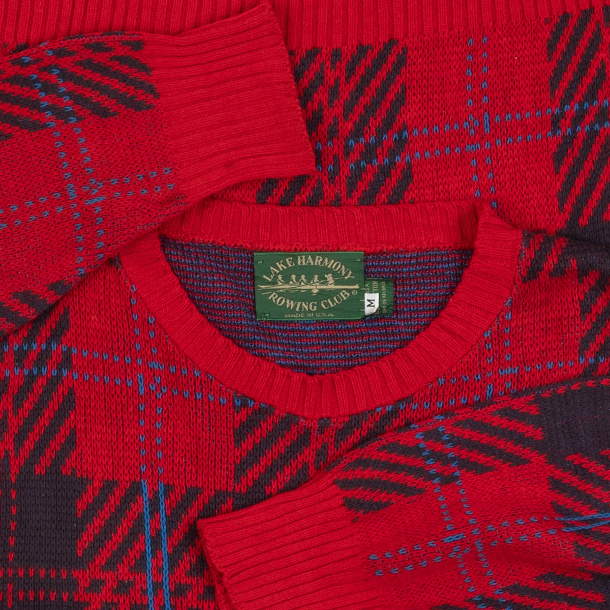 MEN'S VINTAGE 1990S CHECKED KNITTED JUMPER - MEDIUM