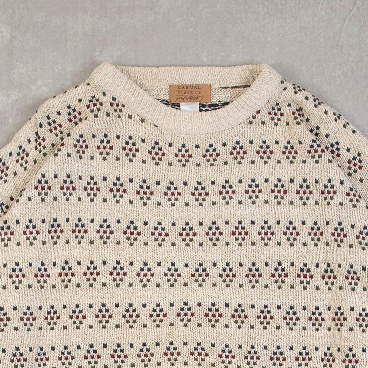 MEN'S VINTAGE 1990S PATTERNED KNITTED JUMPER - MEDIUM