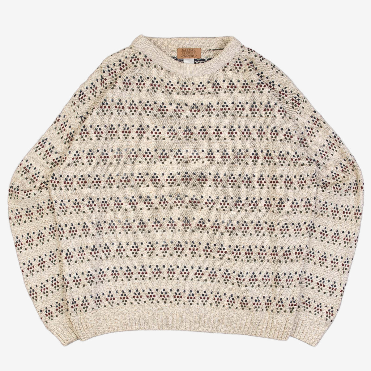 MEN'S VINTAGE 1990S PATTERNED KNITTED JUMPER - MEDIUM