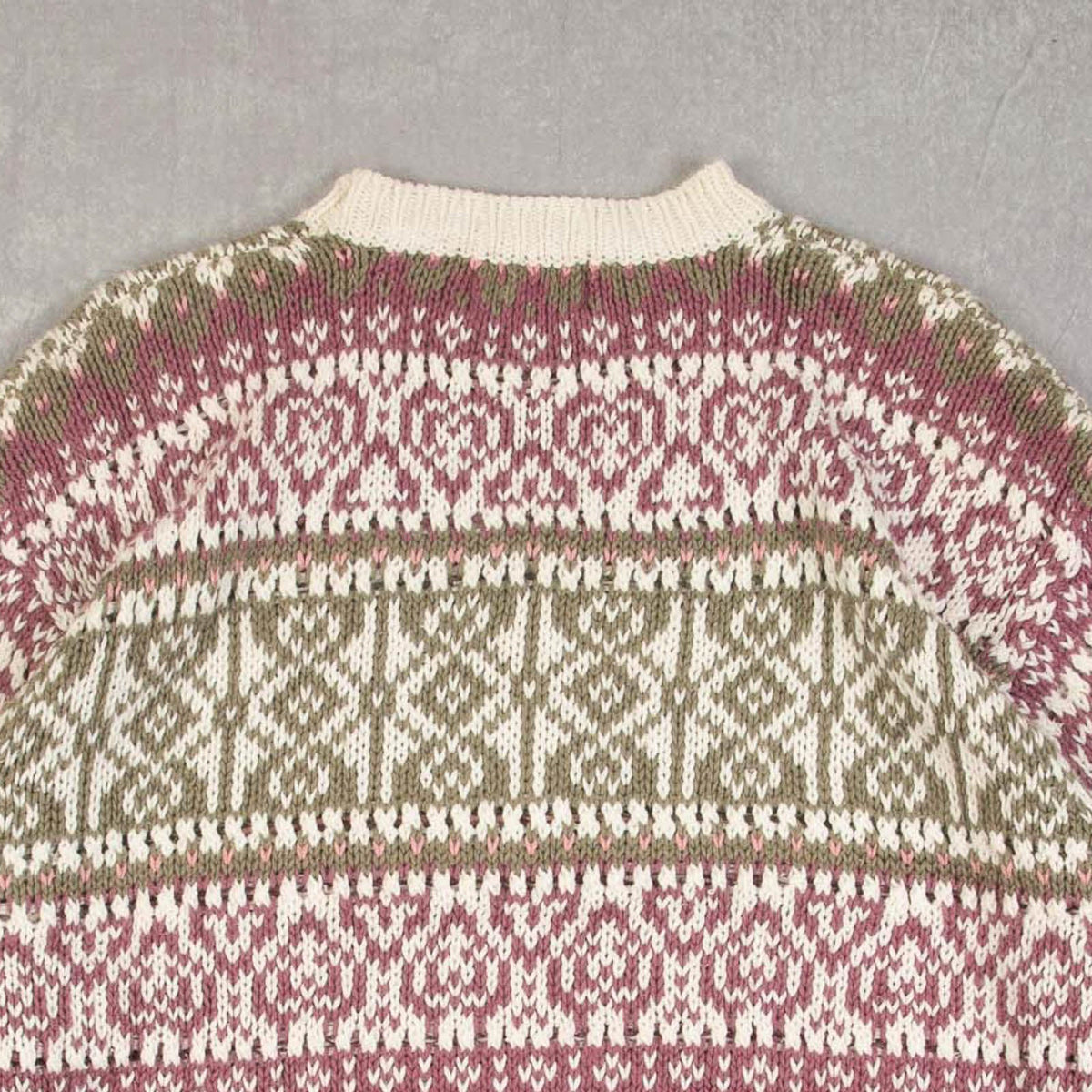 WOMEN'S VINTAGE 1990S PATTERNED KNITTED JUMPER - X-LARGE