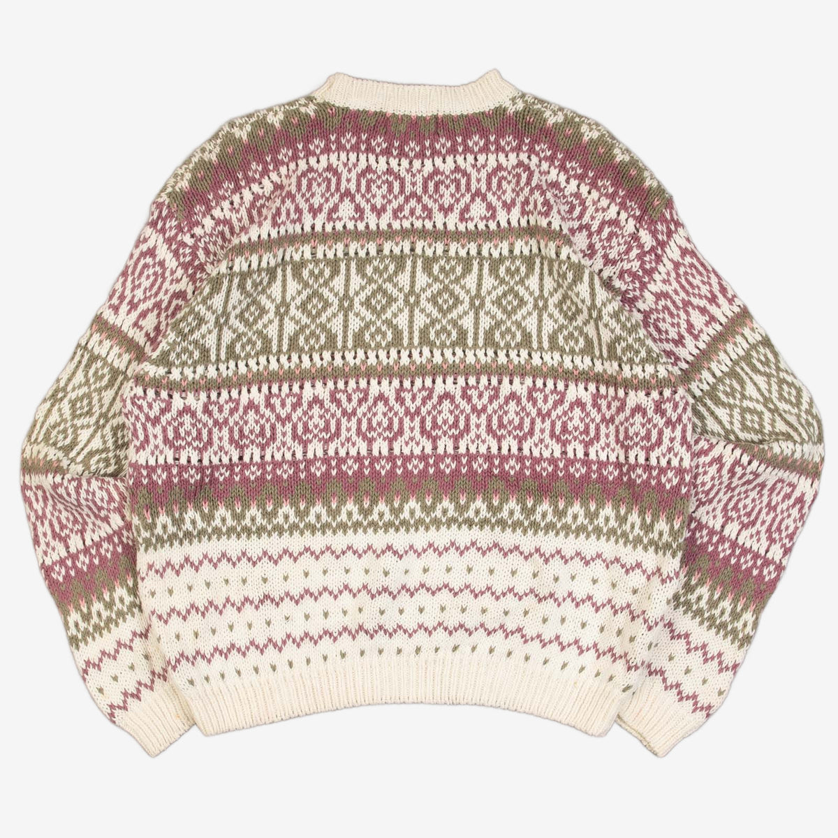 WOMEN'S VINTAGE 1990S PATTERNED KNITTED JUMPER - X-LARGE