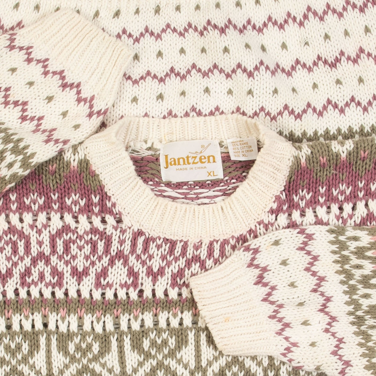 WOMEN'S VINTAGE 1990S PATTERNED KNITTED JUMPER - X-LARGE