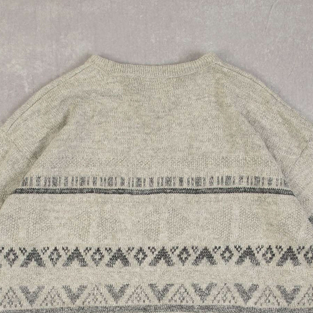 MEN'S VINTAGE 1990S PATTERNED KNITTED JUMPER - LARGE