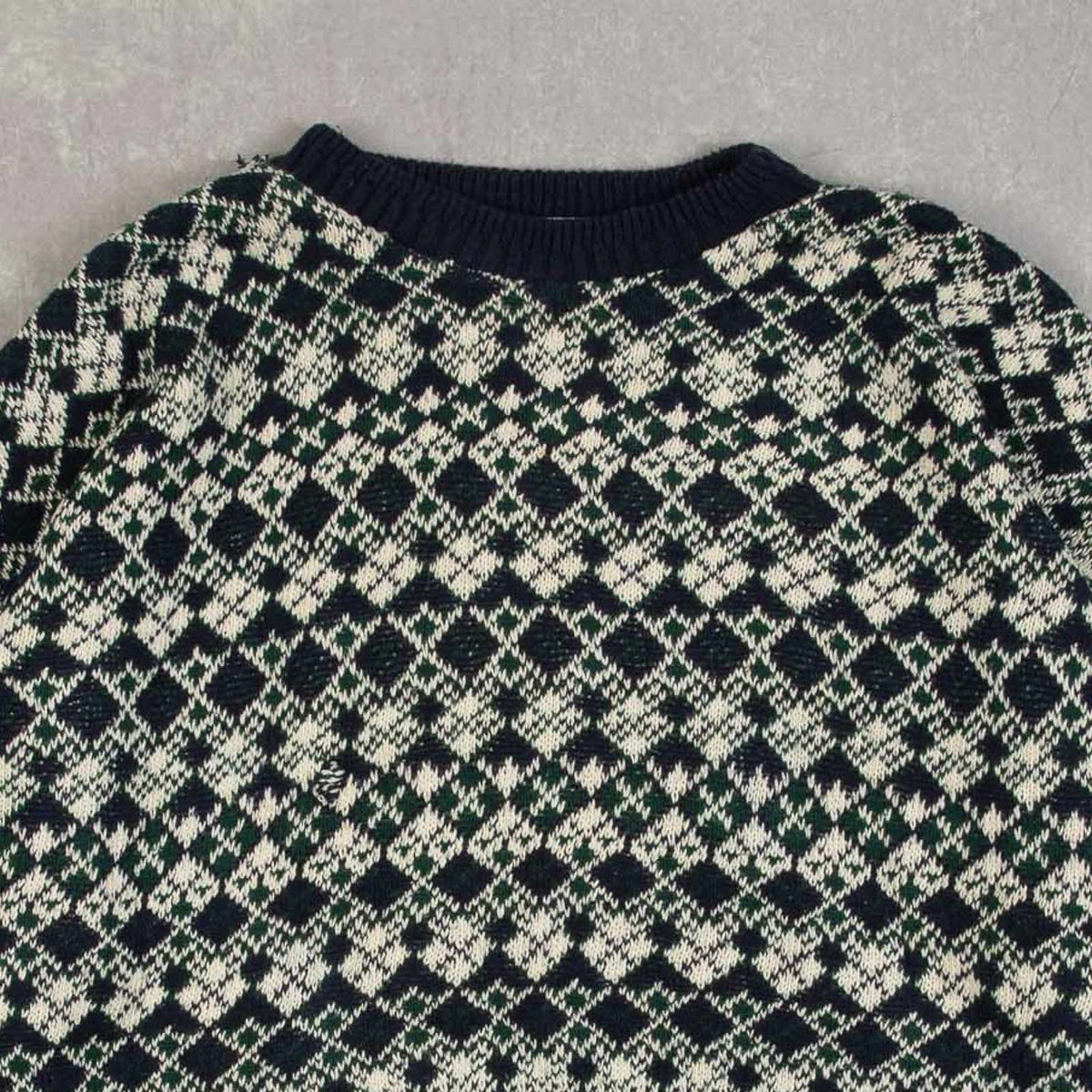 MEN'S VINTAGE 1990S PATTERNED KNITTED JUMPER - MEDIUM