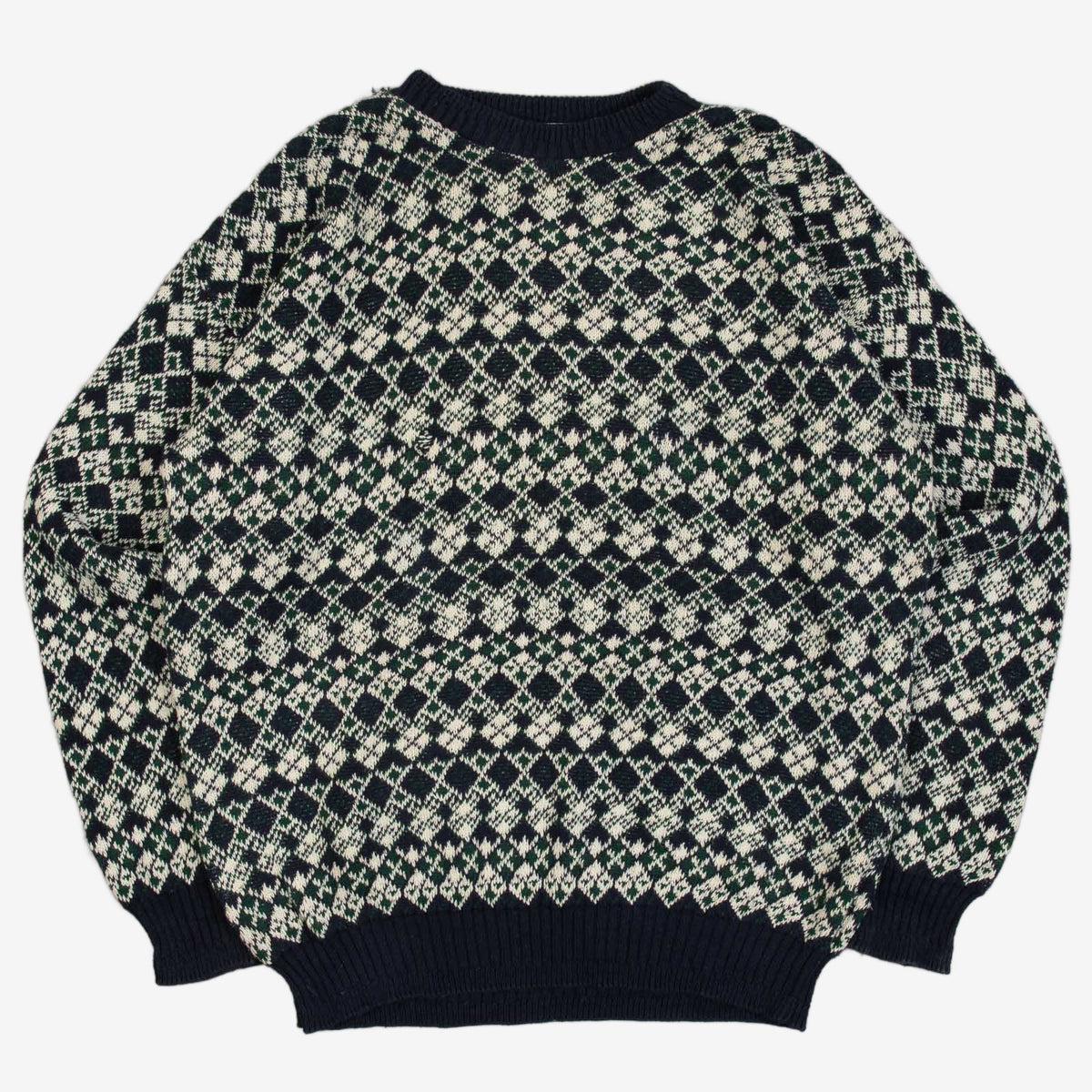 MEN'S VINTAGE 1990S PATTERNED KNITTED JUMPER - MEDIUM