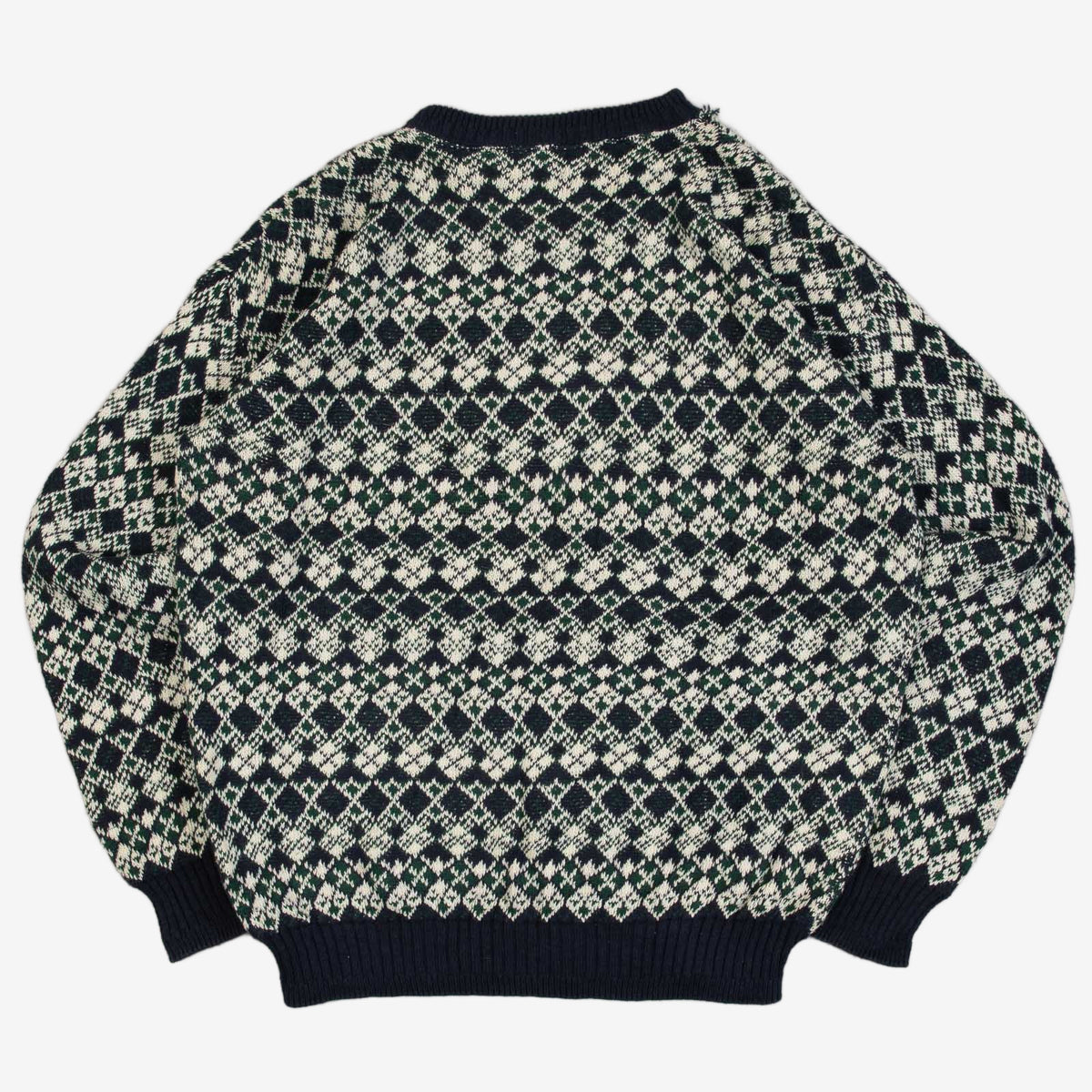 MEN'S VINTAGE 1990S PATTERNED KNITTED JUMPER - MEDIUM