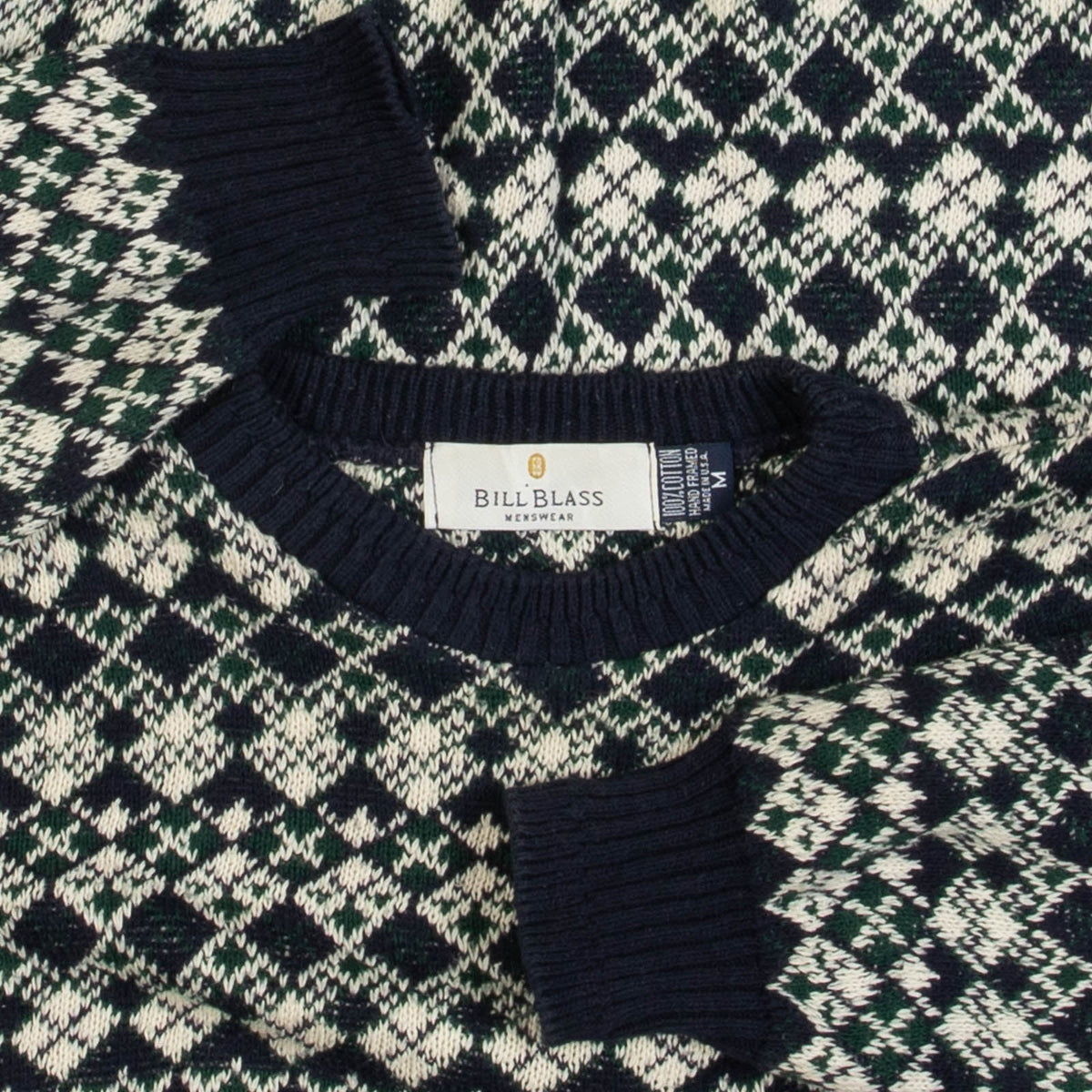 MEN'S VINTAGE 1990S PATTERNED KNITTED JUMPER - MEDIUM