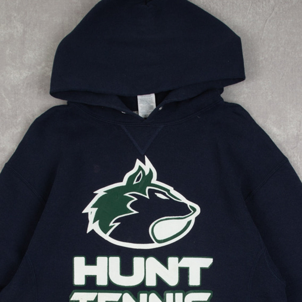 MEN'S VINTAGE RUSSELL ATHLETIC HUNT TENNIS HOODED SWEATSHIRT - MEDIUM