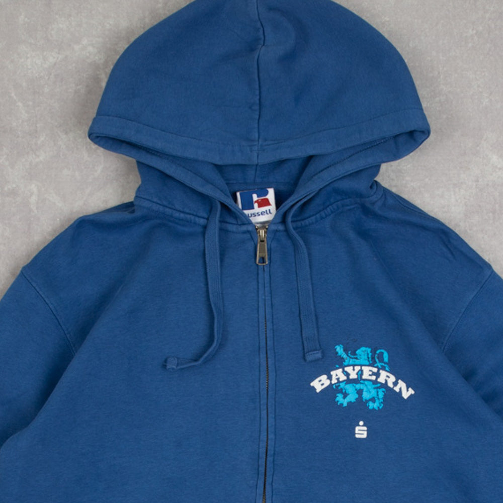 MEN'S VINTAGE RUSSELL ATHLETIC BAYERN ZIP UP HOODED SWEATSHIRT - MEDIUM