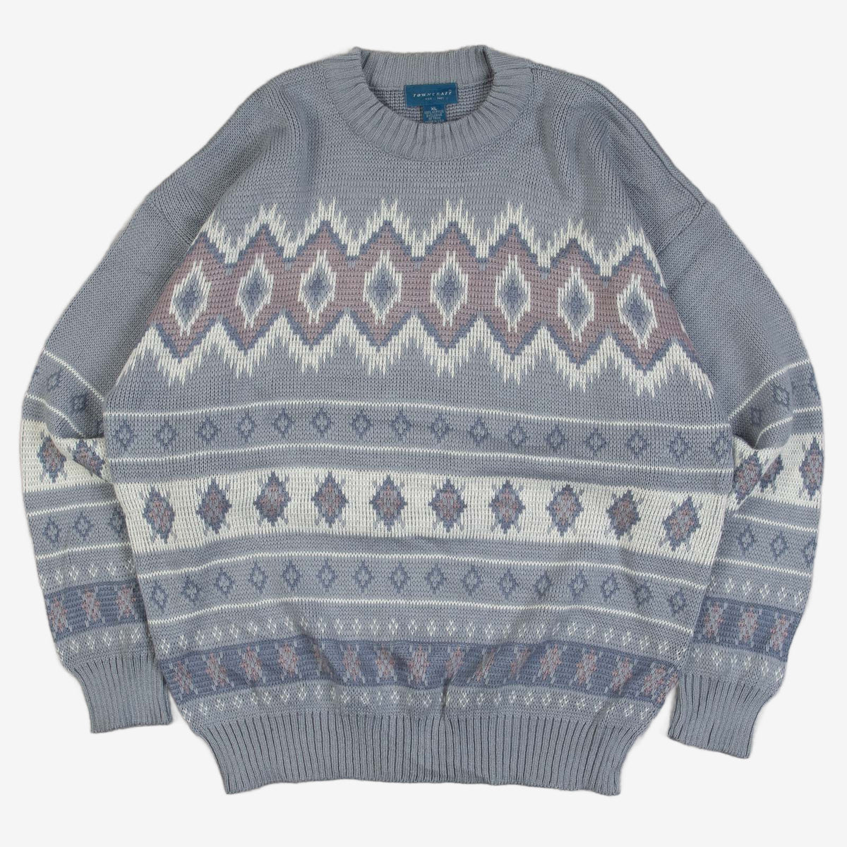 WOMEN'S VINTAGE 1990S PATTERNED KNITTED JUMPER - X-LARGE