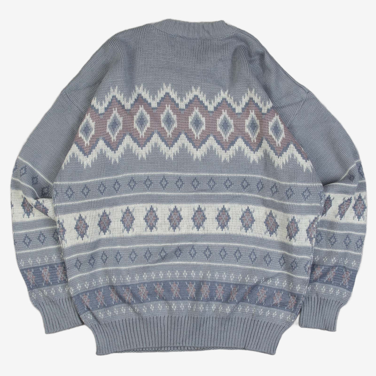 WOMEN'S VINTAGE 1990S PATTERNED KNITTED JUMPER - X-LARGE