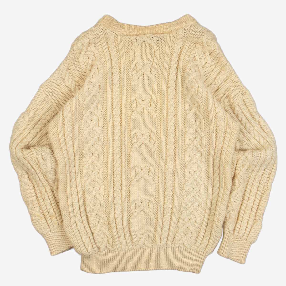 MEN'S VINTAGE 1980S STRUCTURED ARAN KNITTED JUMPER - MEDIUM