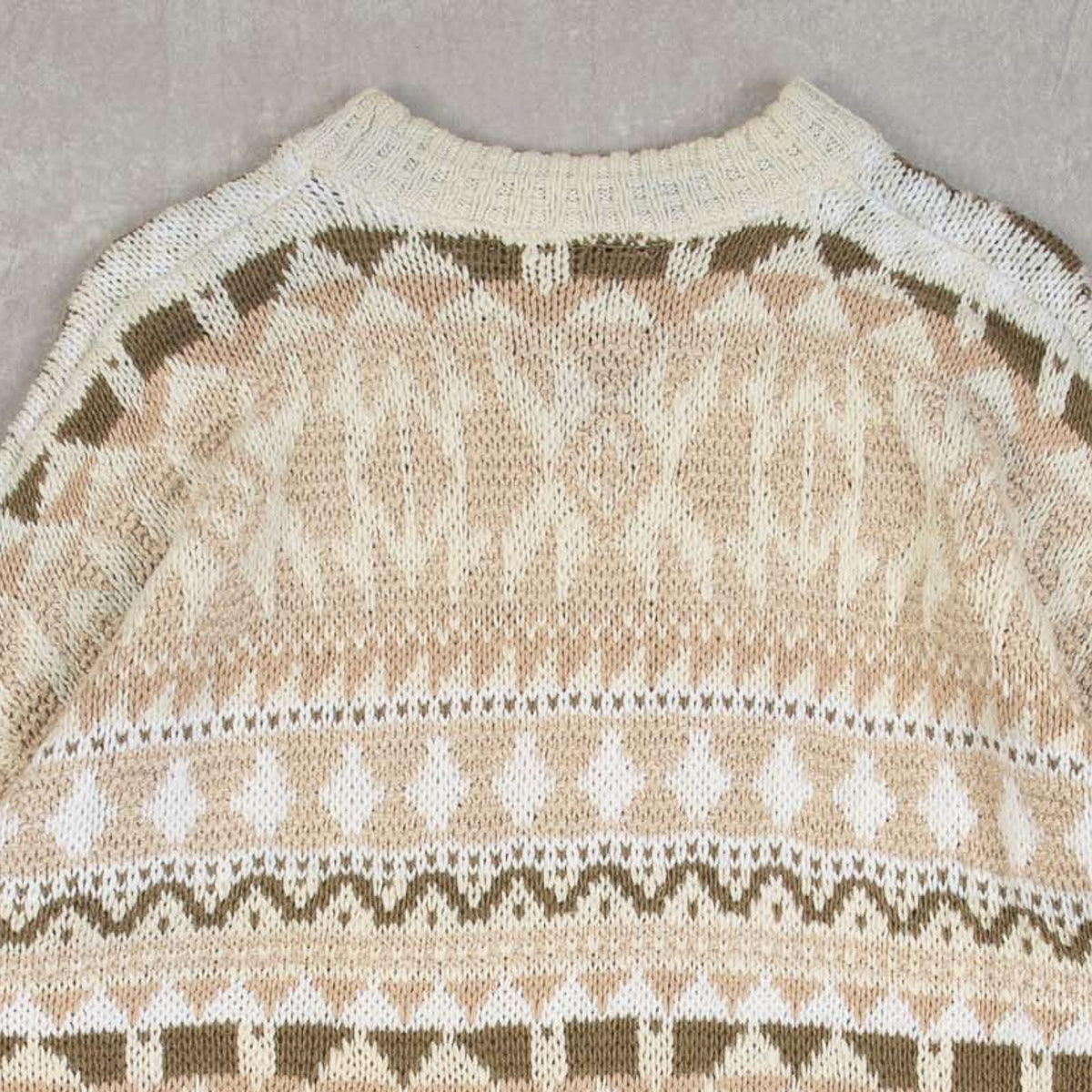 MEN'S VINTAGE 1990S STRUCTURED PATTERNED KNITTED JUMPER - X-LARGE
