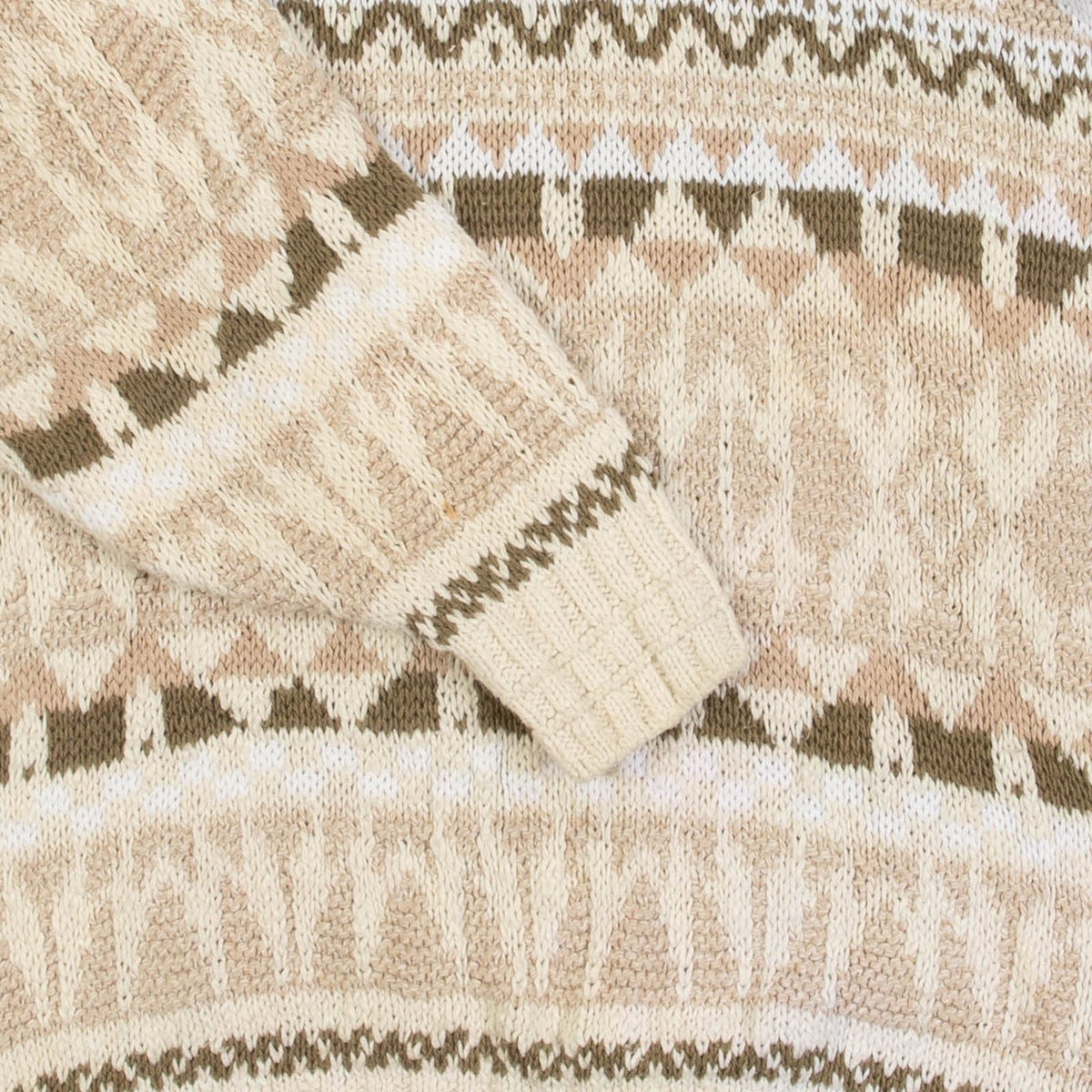 MEN'S VINTAGE 1990S STRUCTURED PATTERNED KNITTED JUMPER - X-LARGE