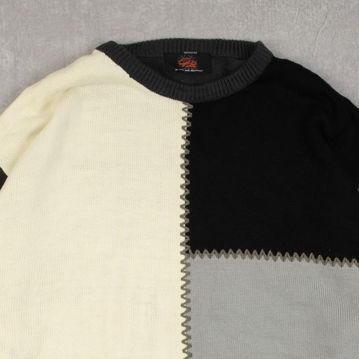 WOMEN'S VINTAGE 1990S BLOCK STITCH KNITTED JUMPER - XX-LARGE