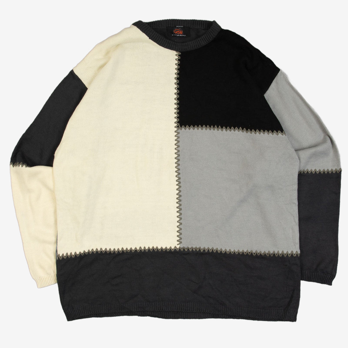 WOMEN'S VINTAGE 1990S BLOCK STITCH KNITTED JUMPER - XX-LARGE