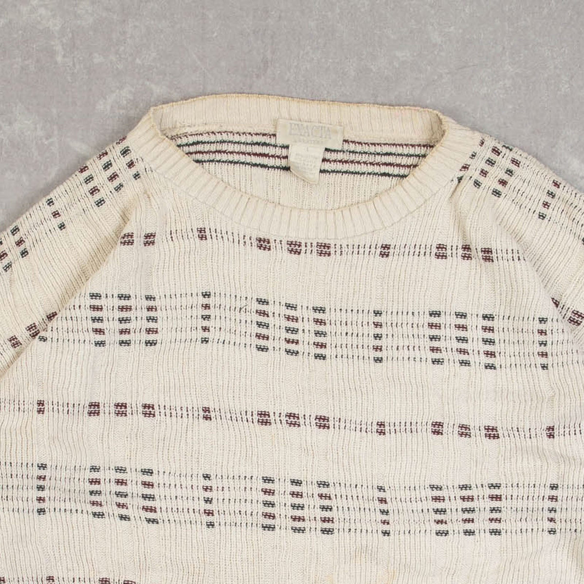 WOMEN'S VINTAGE 1990S STRUCTURED PATTERNED KNITTED JUMPER - LARGE