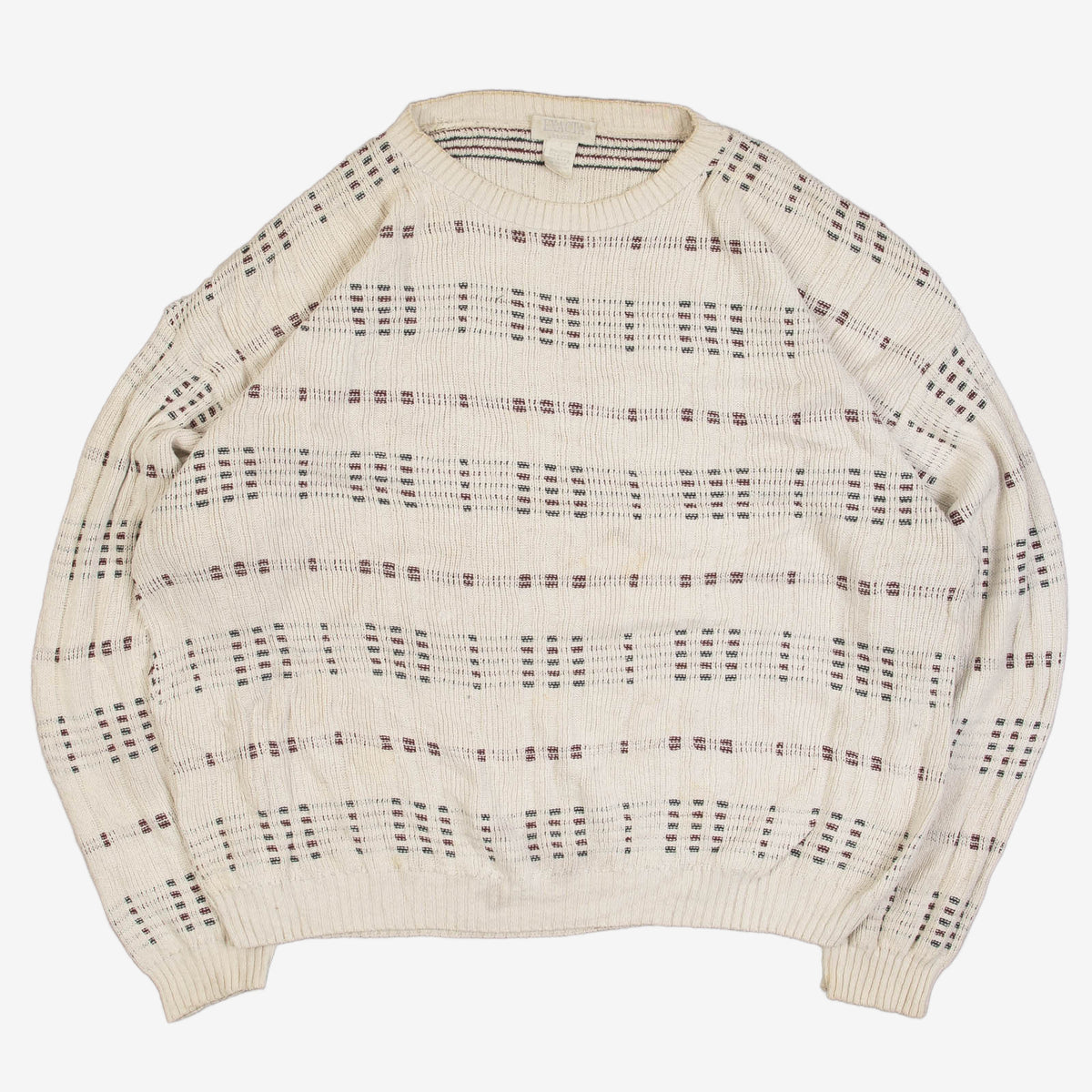 WOMEN'S VINTAGE 1990S STRUCTURED PATTERNED KNITTED JUMPER - LARGE