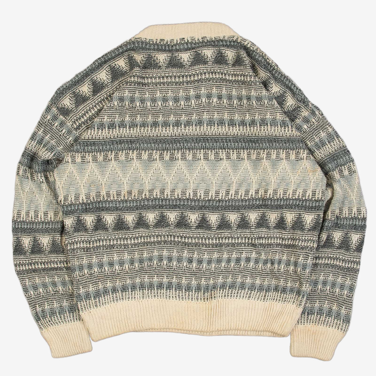 MEN'S VINTAGE 1990S STRUCTURED PATTERNED KNITTED JUMPER - X-LARGE