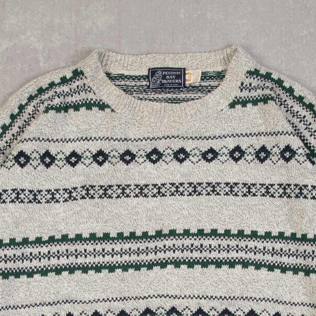 MEN'S VINTAGE 1990S PATTERNED KNITTED JUMPER - XX-LARGE