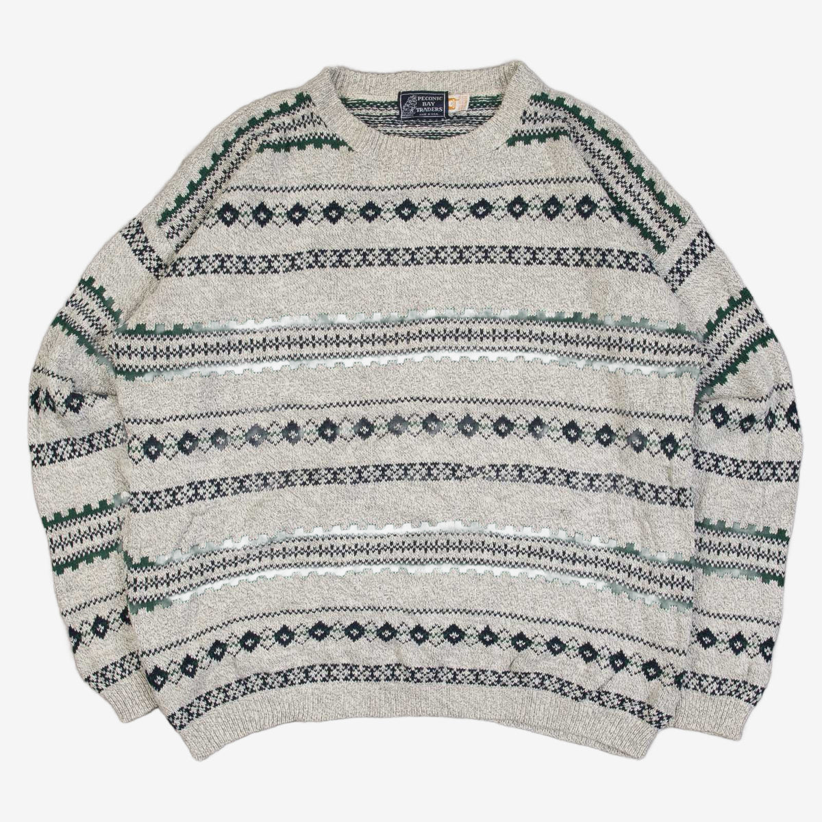 MEN'S VINTAGE 1990S PATTERNED KNITTED JUMPER - XX-LARGE