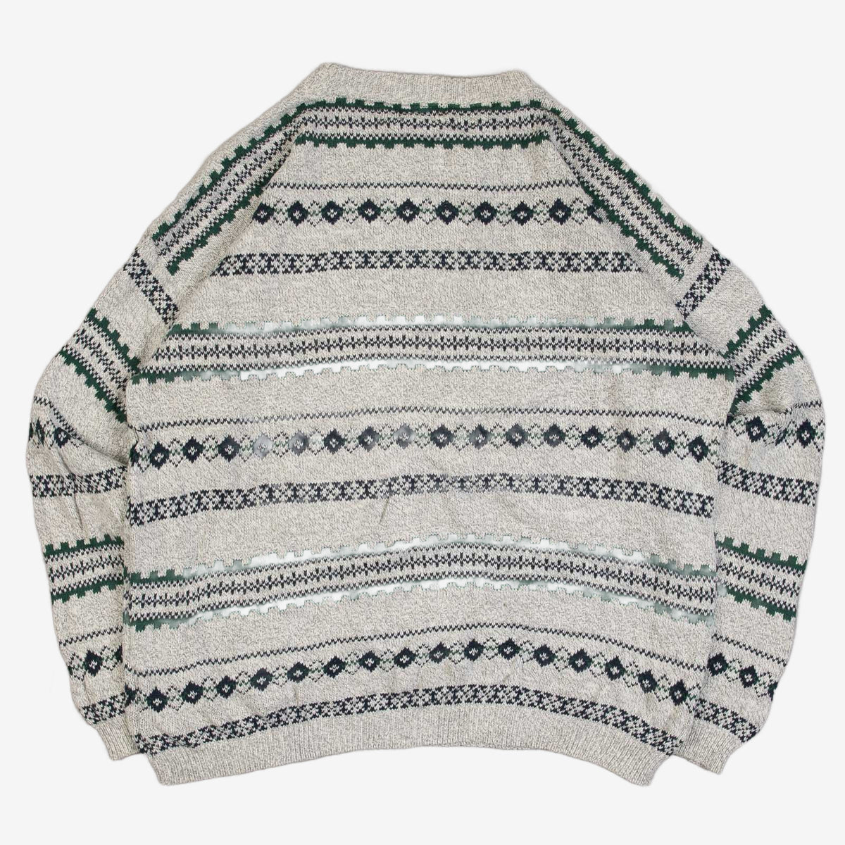 MEN'S VINTAGE 1990S PATTERNED KNITTED JUMPER - XX-LARGE