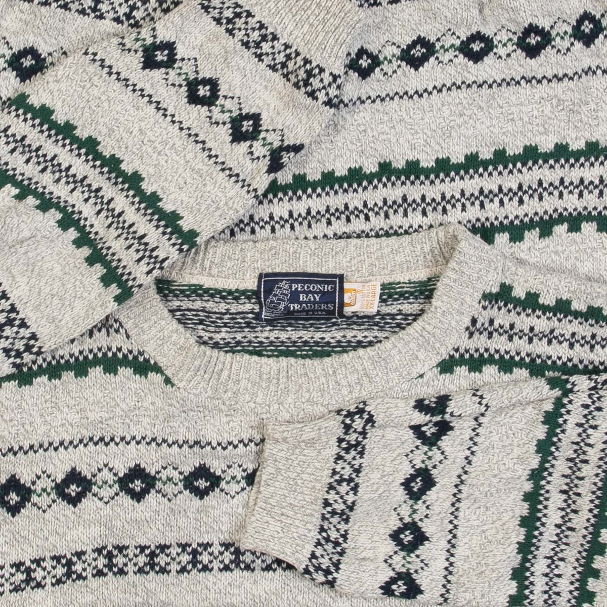 MEN'S VINTAGE 1990S PATTERNED KNITTED JUMPER - XX-LARGE