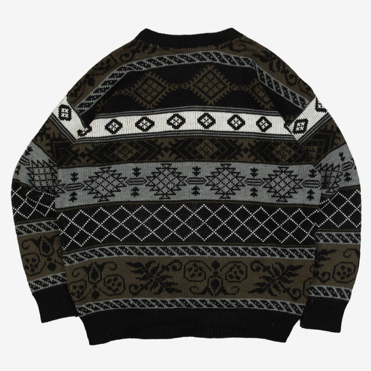 MEN'S VINTAGE 1990S PATTERNED KNITTED JUMPER - LARGE