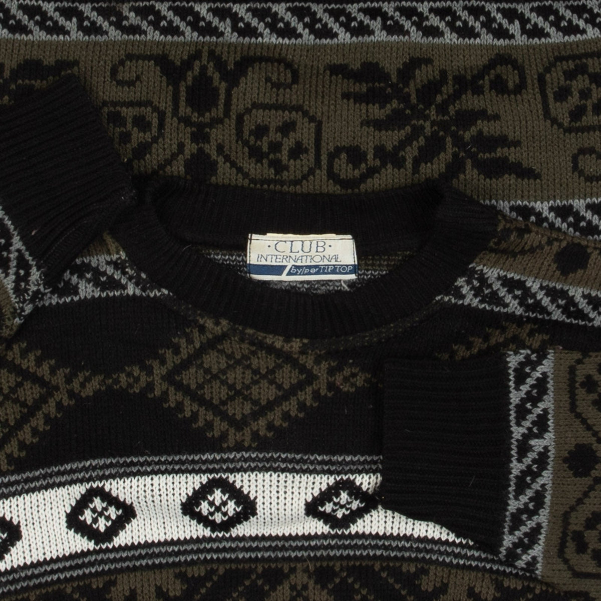 MEN'S VINTAGE 1990S PATTERNED KNITTED JUMPER - LARGE