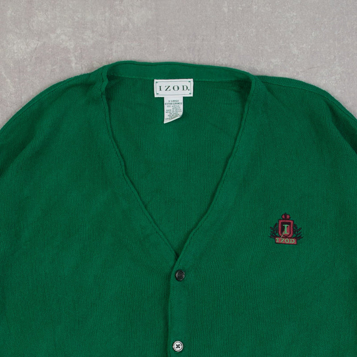 MEN'S VINTAGE 1990S IZOD KNITTED CARDIGAN - X-LARGE