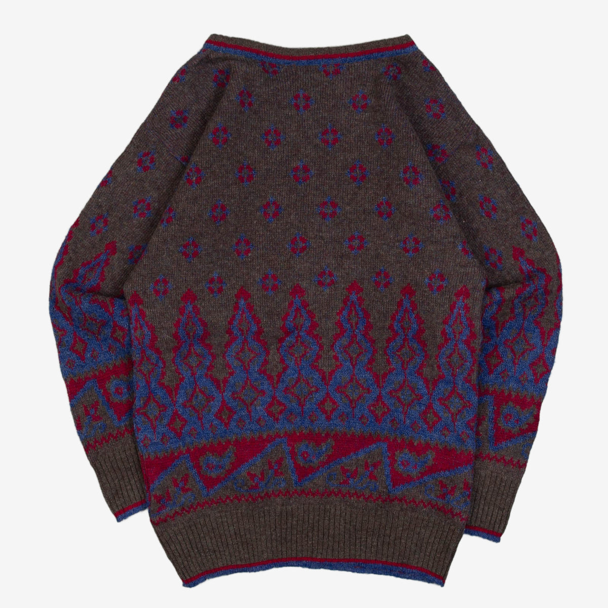 MEN'S VINTAGE 1980S PATTERNED KNITTED JUMPER - SMALL