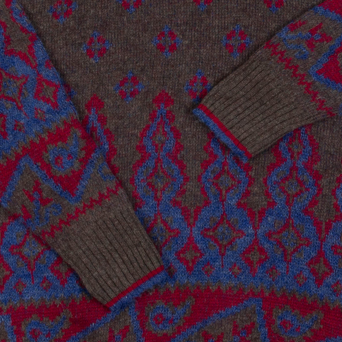 MEN'S VINTAGE 1980S PATTERNED KNITTED JUMPER - SMALL