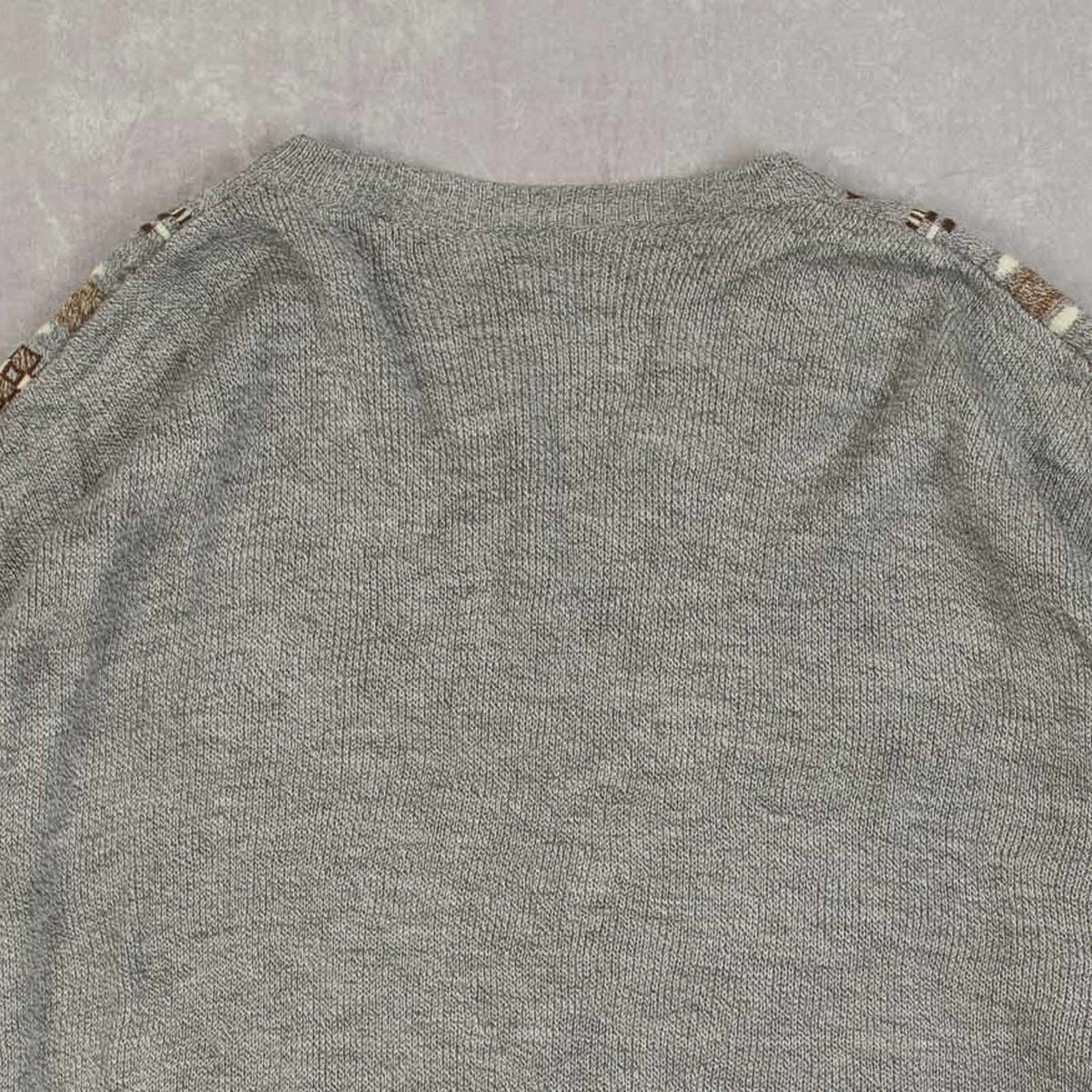 MEN'S VINTAGE 1990S PATTERNED KNITTED JUMPER - XX-LARGE