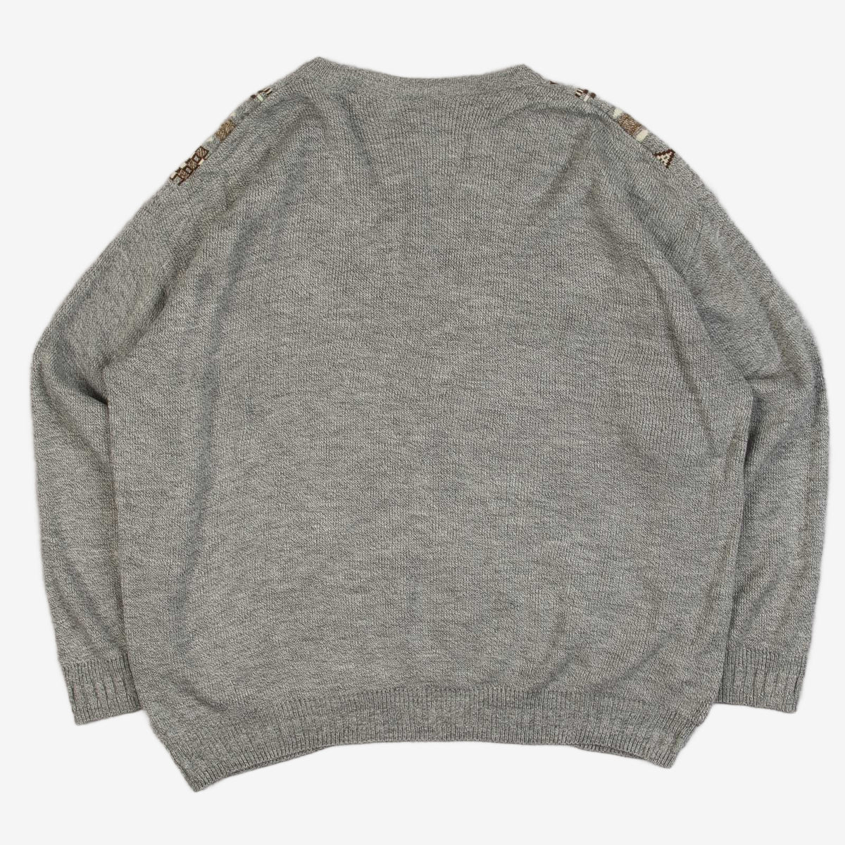 MEN'S VINTAGE 1990S PATTERNED KNITTED JUMPER - XX-LARGE