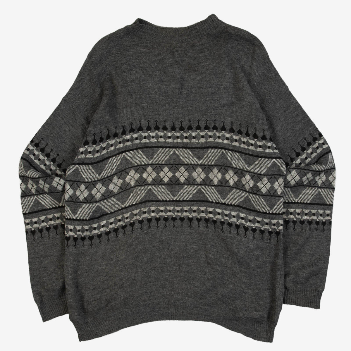 MEN'S VINTAGE 1990S PATTERNED KNITTED JUMPER - MEDIUM