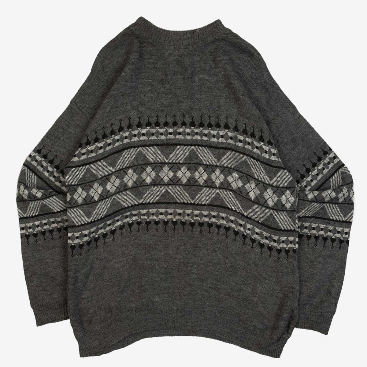 MEN'S VINTAGE 1990S PATTERNED KNITTED JUMPER - MEDIUM