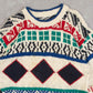 MEN'S VINTAGE 1980S PATTERNED KNITTED JUMPER - SMALL