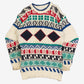 MEN'S VINTAGE 1980S PATTERNED KNITTED JUMPER - SMALL