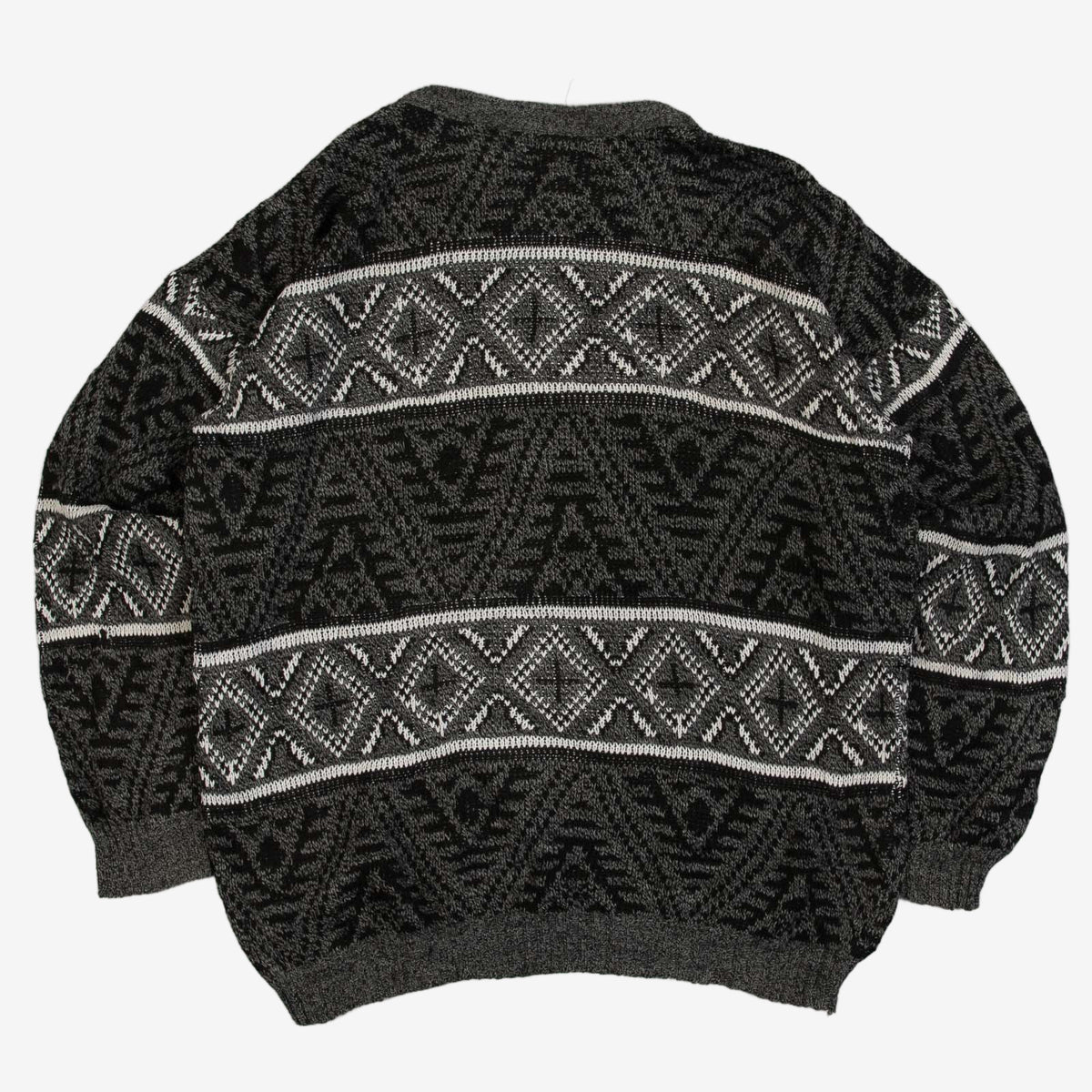 MEN'S VINTAGE 1990S PATTERNED KNITTED JUMPER - MEDIUM