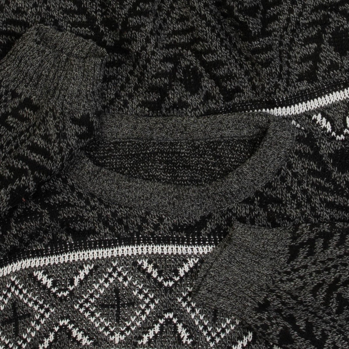 MEN'S VINTAGE 1990S PATTERNED KNITTED JUMPER - MEDIUM