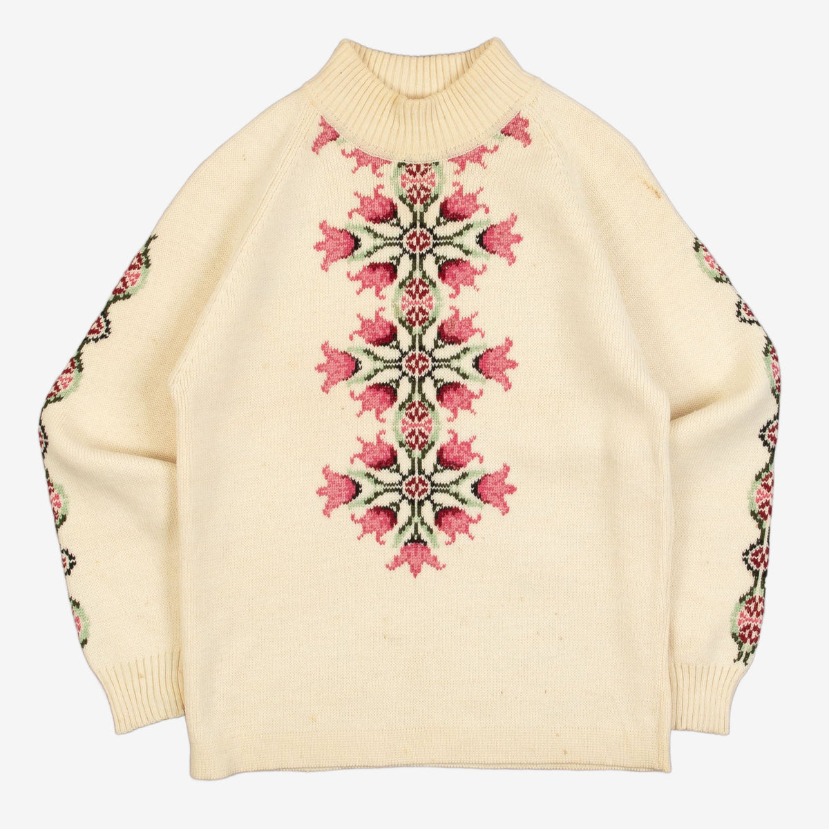 WOMEN'S VINTAGE 1970S FLOWER PATTERNED JUMPER - SMALL