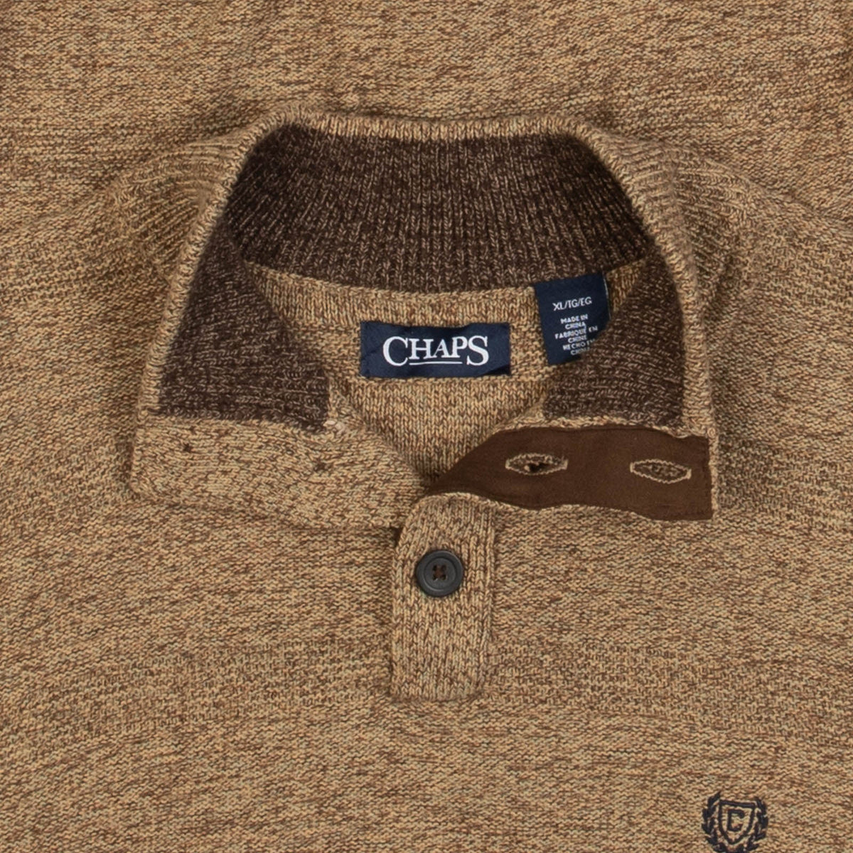MEN'S VINTAGE CHAPS BUTTONED KNITTED JUMPER - X-LARGE