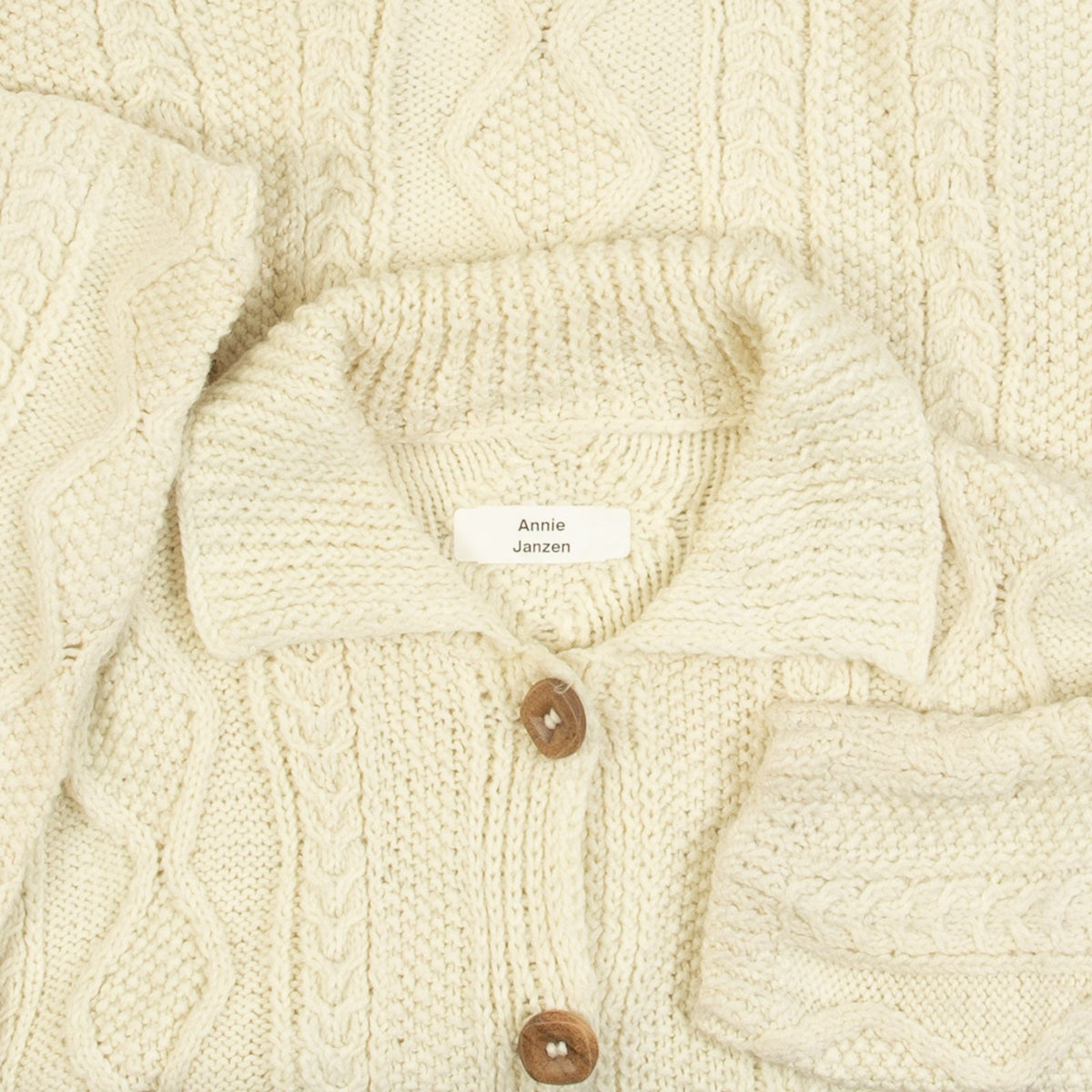 WOMEN'S VINTAGE 1990S ARAN COLLARED KNITTED CARDIGAN - LARGE