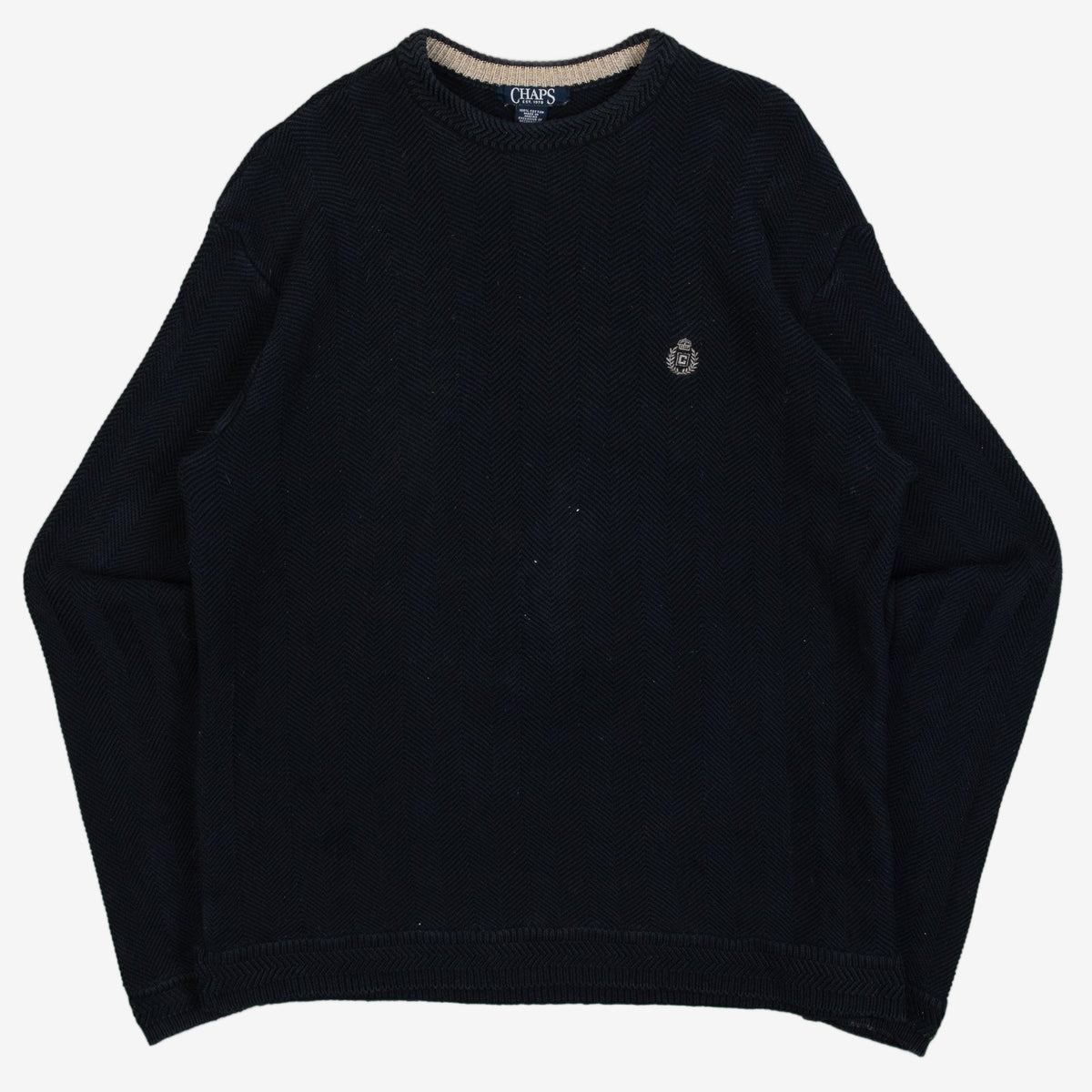MEN'S VINTAGE CHAPS STRUCTURED KNITTED JUMPER - LARGE