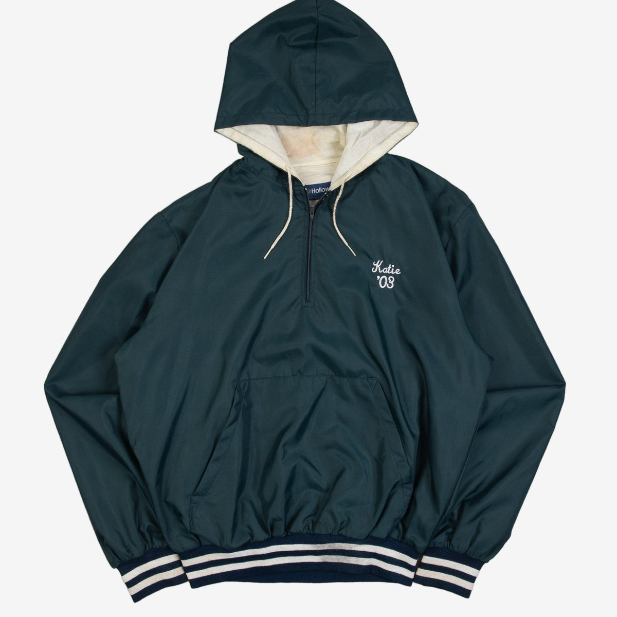 MEN'S VINTAGE 1980S HOODED PULLOVER WINDBREAKERS JACKET - MEDIUM