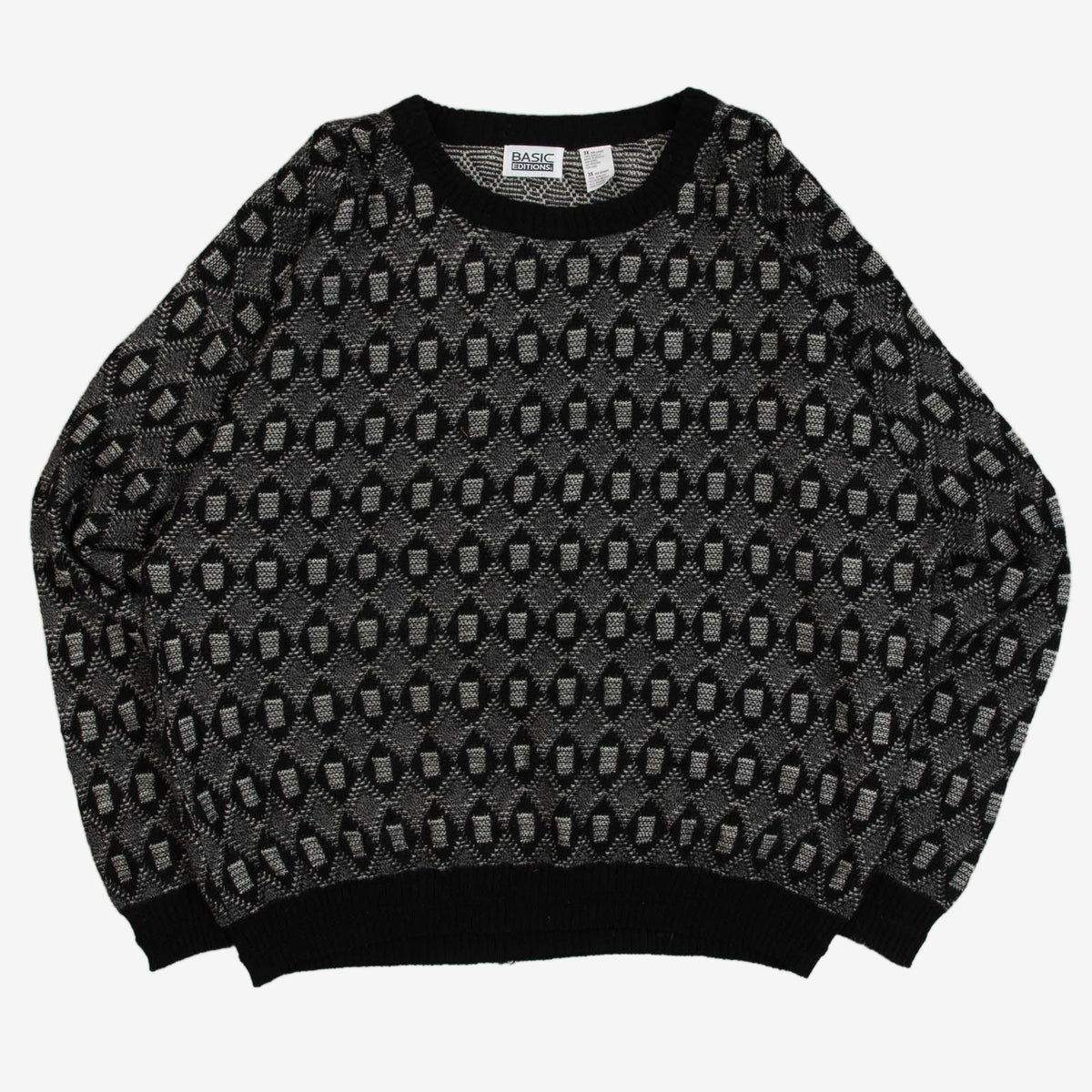 MEN'S VINTAGE 1990S PATTERNED KNITTED JUMPER - XXX-LARGE