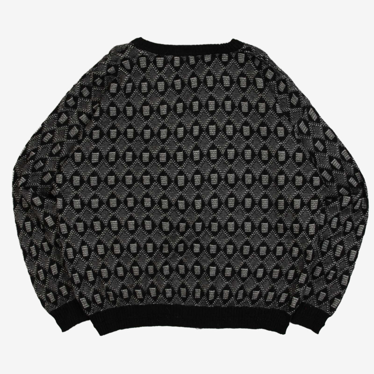 MEN'S VINTAGE 1990S PATTERNED KNITTED JUMPER - XXX-LARGE