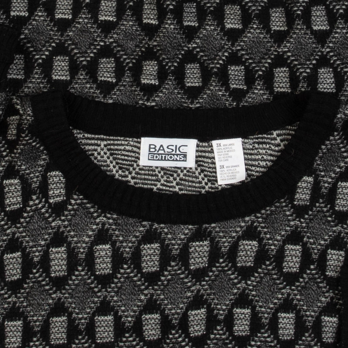 MEN'S VINTAGE 1990S PATTERNED KNITTED JUMPER - XXX-LARGE