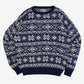 MEN'S VINTAGE 1990S PATTERNED KNITTED JUMPER - LARGE